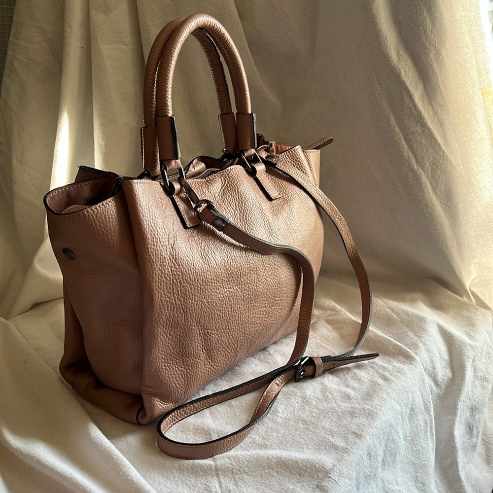 Elegant A. Bellucci pink bag with Textured Finish and Adjustable Strap